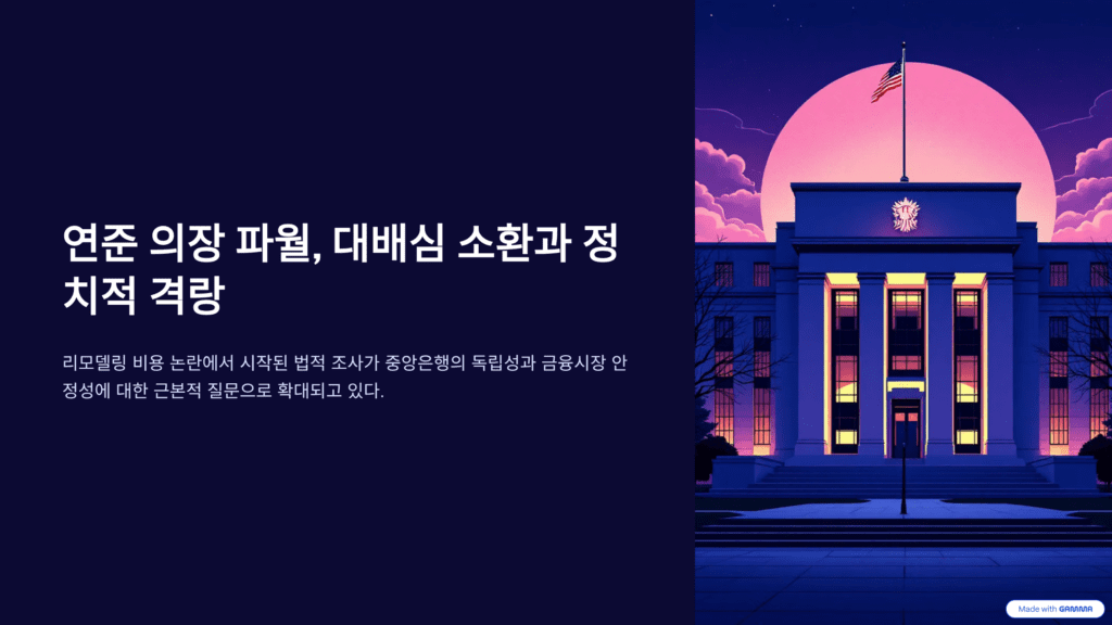 연준 의장 파월 소환에 대한 이미지입니다. 대배심 소환과 정치적 격랑입니다. 