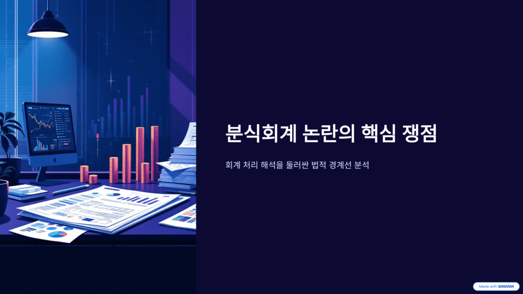 분식회계 논란 핵심 쟁점을 설명한 이미지입니다. 