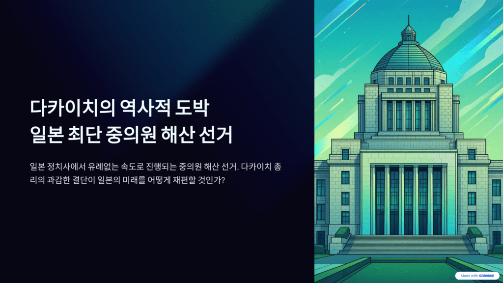 다카이치의 중의원 해산을 나타낸 이미지입니다. 