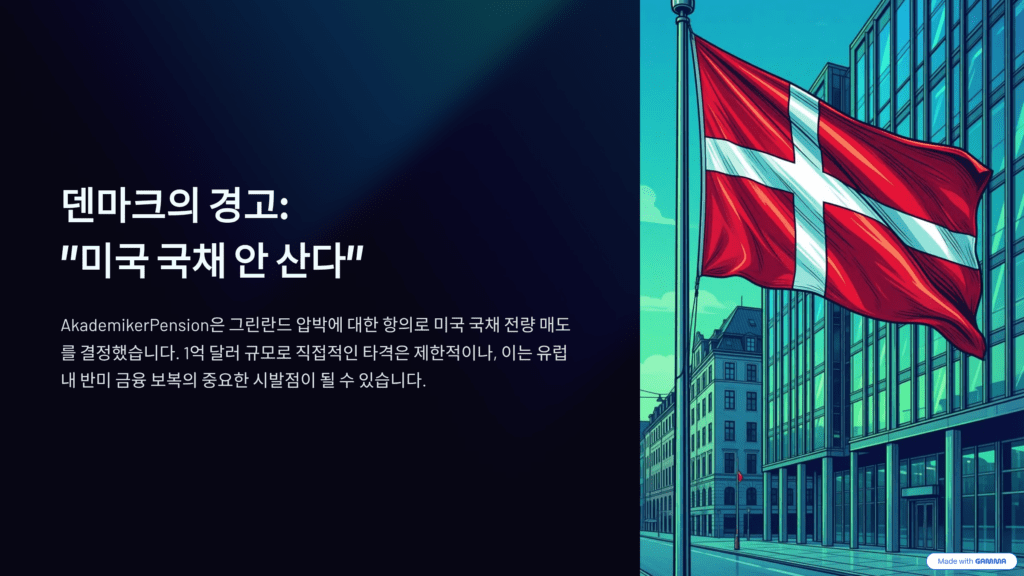 덴마크 연기금의 미국 국채 안 산다는 이미지입니다. 
