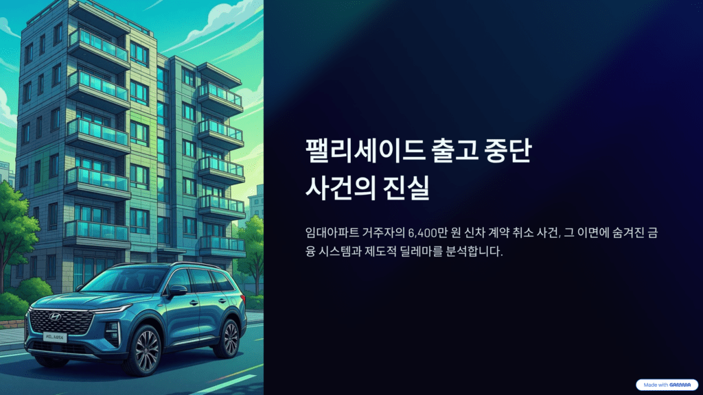 팰리세이드 출고 중단 사건을 나타낸 이미지입니다. 