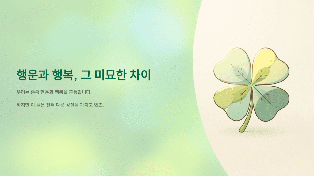 행복과 행운을 설명합니다.