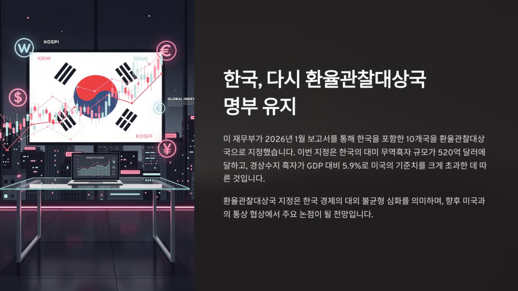 한국 환율관찰대상국 명부 유지 이미지입니다.