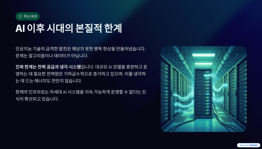 우주 데이터센터 이미지입니다. 현재 상황을 설명합니다.