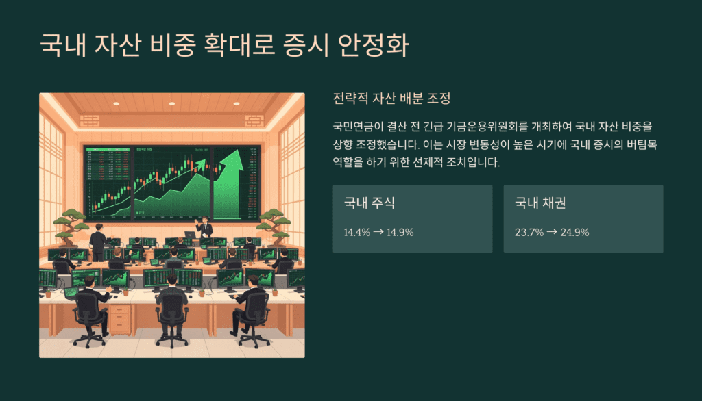 국민연금의 1월 긴급 결단입니다. 국내 자산 비중 확대입니다. 