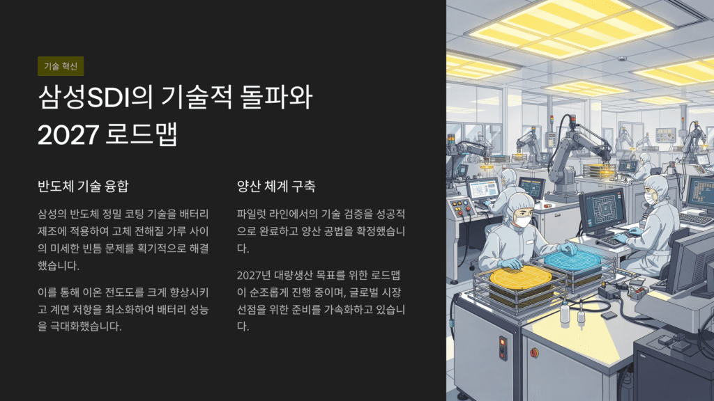 전고체 배터리 기술 이미지입니다. 삼성 SDI 이미지입니다. 