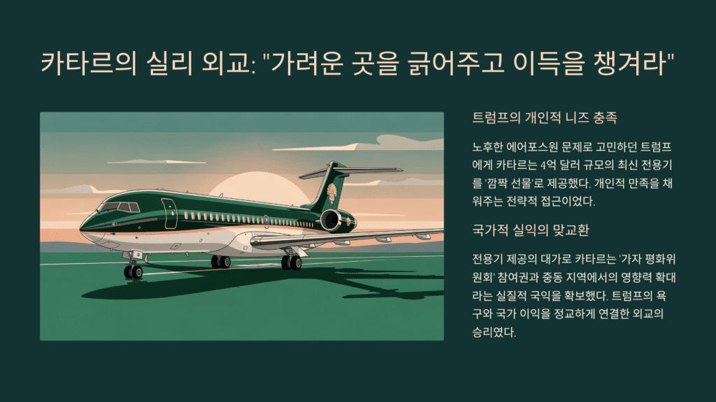 거래의 기술 핵심 이미지입니다. 카타르의 실리 외교입니다. 