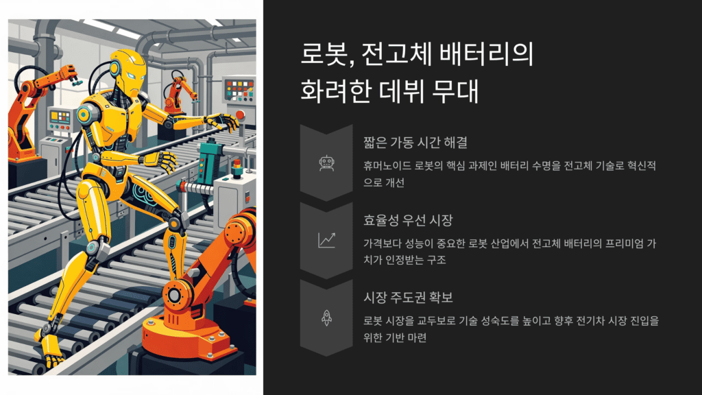 전고체 배터리 기술 이미지입니다. 로봇 산업의 새로운 수요입니다. 