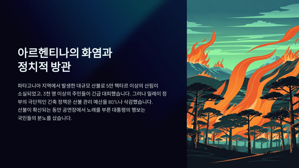 아르헨티나 파타고니아 화재입니다. 
