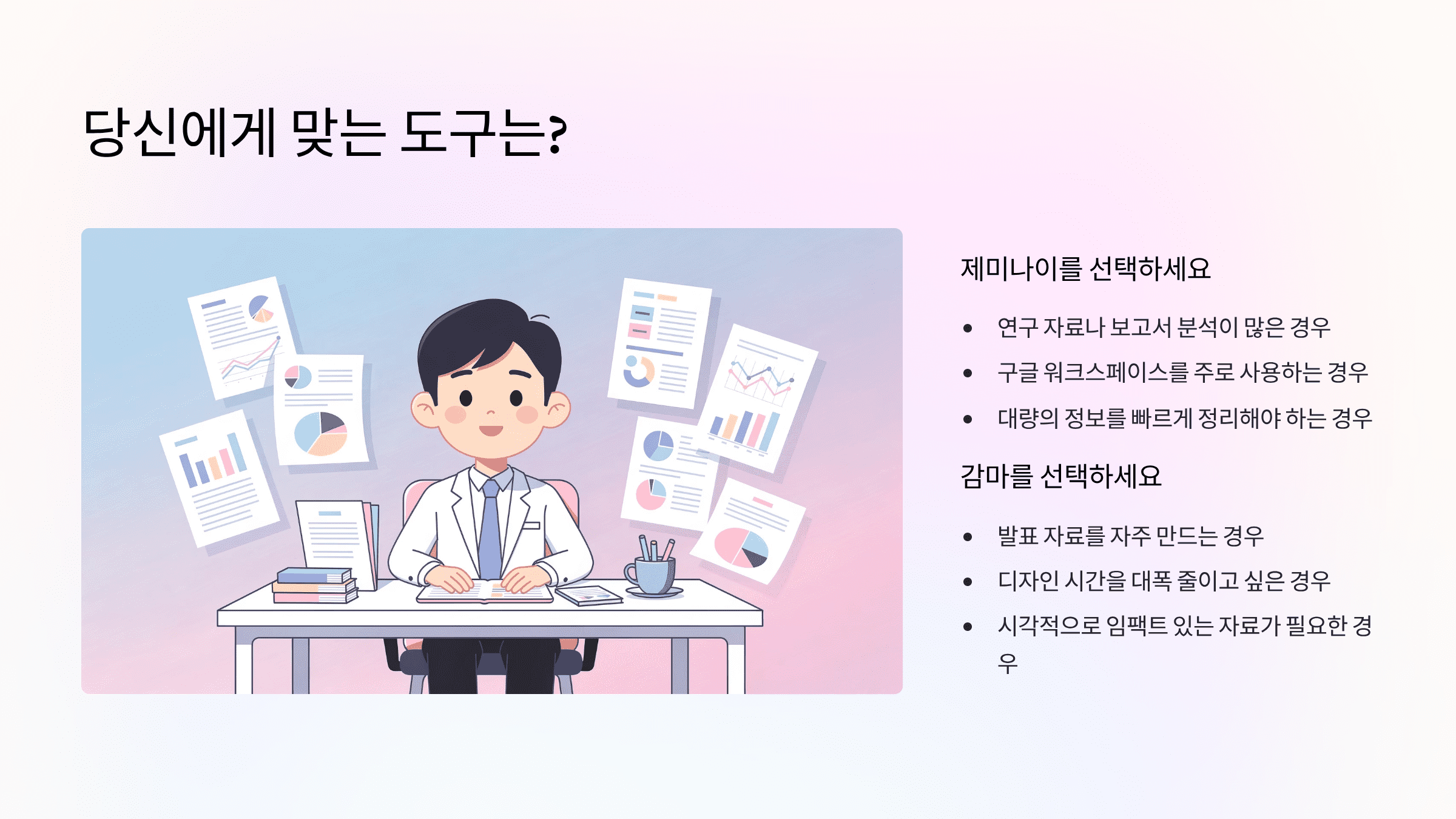 제미나이와 감마 사용자 비교입니다. 