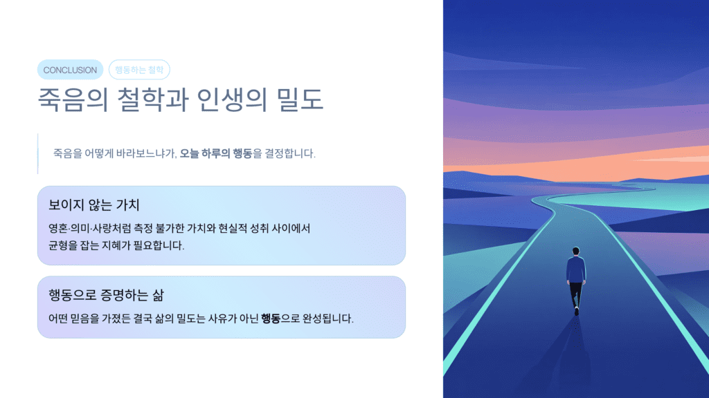 죽음의 철학과 영혼, 인생의 밀도입니다. 