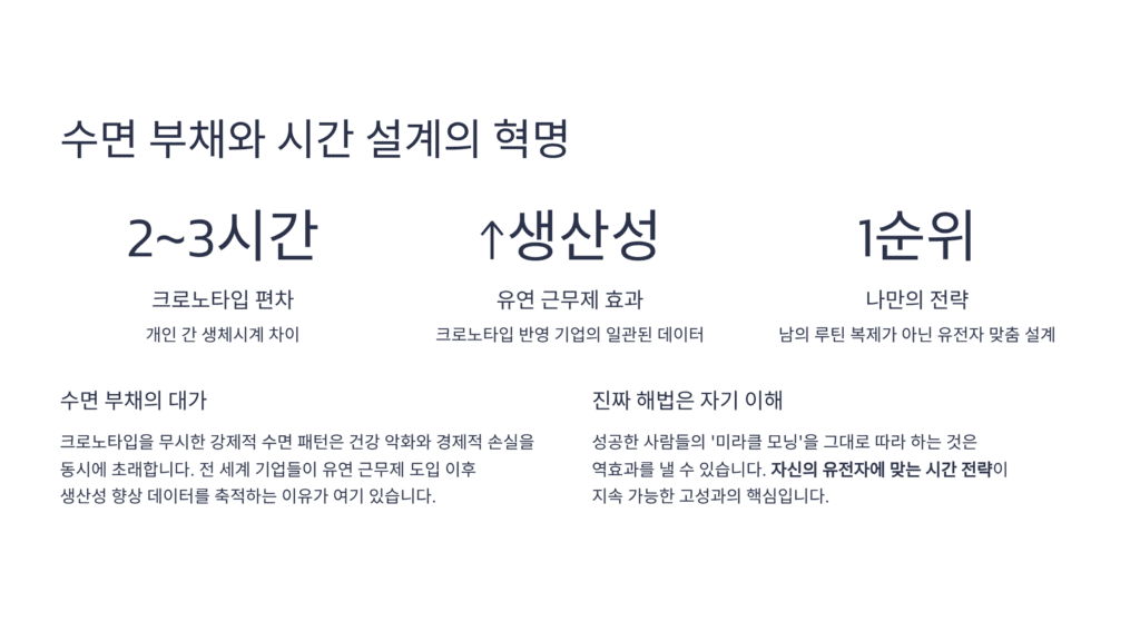 수면 부채 크로노타입 생산성 